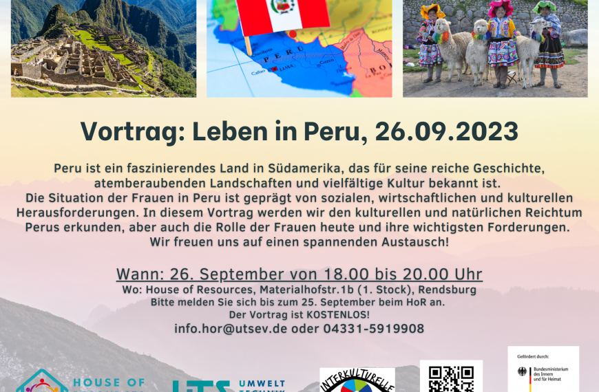 HoR bildet: Vortrag „Leben in Peru“ am 26.09.2023